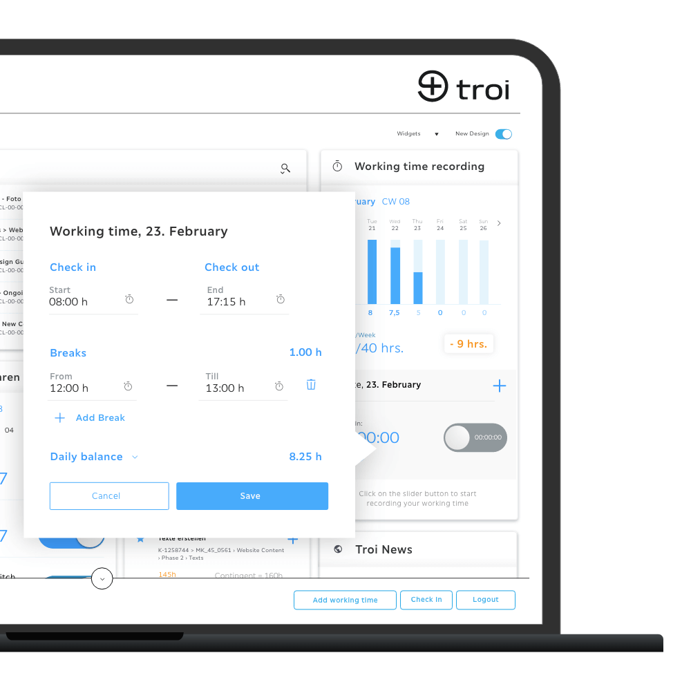 Smart Desk Timerecording – Quick and easy